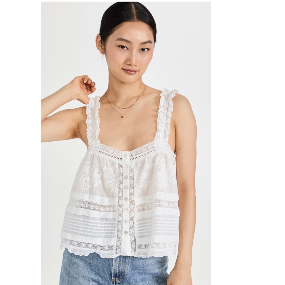 LoveShackFancy Sully white top size XS